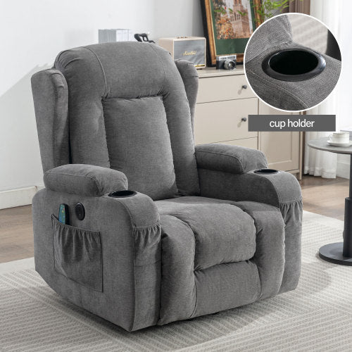 Power Lift Recliner Chair Recliners For Elderly With Heat And Massage Recliner Chair For Living Room With Infinite Position And Side Pocket,Usb Charge Port Grey Grey Power Push Button Soft Heavy Duty Cotton Wood Metal