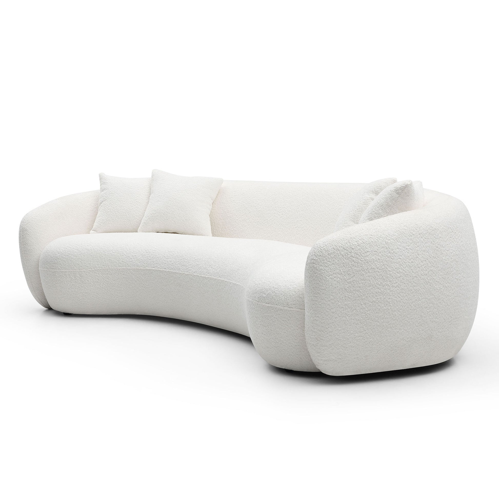 102'' 5 Seater Boucle Sofa Modern Sectional Half Moon Leisure Couch Curved Sofa Teddy Fleece Velet White White Boucle 5 Seat