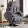 Power Lift Recliner Chair With Heat And Massage Electric Fabric Recliner Chair For Elderly With Side Pocket, Usb Charge Port, Remote Control For Living Room Grey A B Grey Linen Metal Soft Heavy Duty Cotton Linen