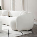 102'' 5 Seater Boucle Sofa Modern Sectional Half Moon Leisure Couch Curved Sofa Teddy Fleece Velet White White Boucle 5 Seat