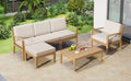 6 Piece Acacia Wood Frame Patio Sectional Sofa Set With Coffee Table And Removable Cushion For Garden Backyard Patio And Poolside Beige Beige Garden & Outdoor Acacia Wood