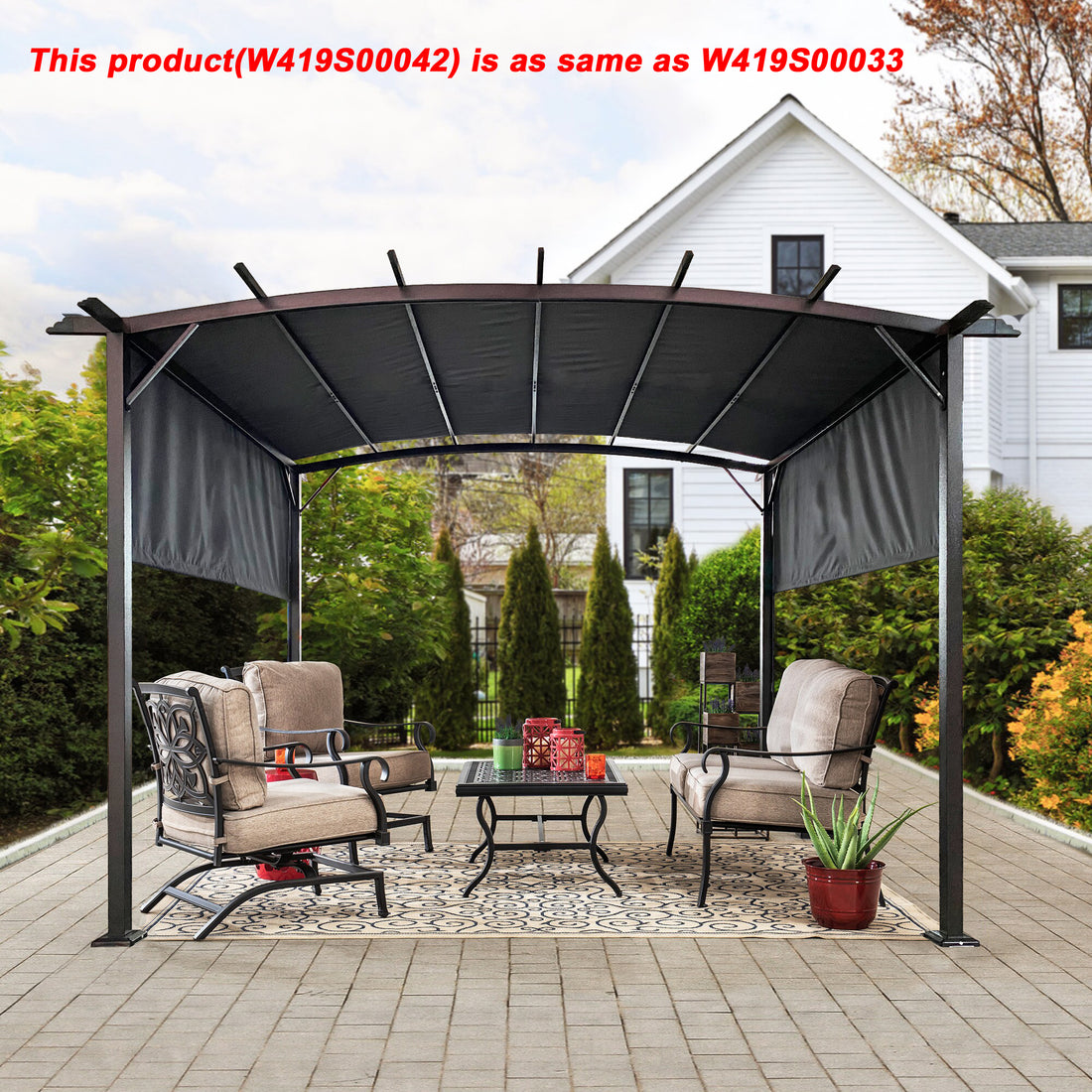 12 X 9 Ft Outdoor Pergola Patio Gazebo,Retractable Shade Canopy,Steel Frame Grape Gazebo,Sun Shelter Pergola For Gardens,Terraces,Backyard Same As W419S00033 Gray Steel