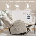 Power Lift Recliner Chair With Heat And Massage Electric Fabric Recliner Chair For Elderly With Side Pocket, Usb Charge Port, Remote Control For Living Room Beige A B Beige Velvet Metal Soft Heavy Duty Cotton Velvet