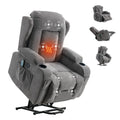 Power Lift Recliner Chair Recliners For Elderly With Heat And Massage Recliner Chair For Living Room With Infinite Position And Side Pocket,Usb Charge Port Grey Grey Power Push Button Soft Heavy Duty Cotton Wood Metal