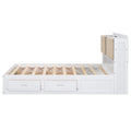 Wood Full Size Platform Bed With Storage Headboard And 4 Drawers, White Box Spring Not Required Full Antique White Wood Bedroom Bed Frame Solid Wood Mdf