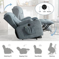 Power Lift Recliner Chair Recliners For Elderly With Heat And Massage Recliner Chair For Living Room With Infinite Position And Side Pocket,Usb Charge Port Blue Blue Power Push Button Soft Heavy Duty Cotton Wood Metal