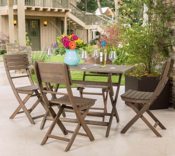 Positano Foldable Dining Set, Grey Grey Acacia Wood