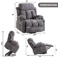 Power Lift Recliner Chair With Heat And Massage Electric Fabric Recliner Chair For Elderly With Side Pocket, Usb Charge Port, Remote Control For Living Room Grey A B Grey Linen Metal Soft Heavy Duty Cotton Linen