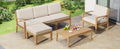 6 Piece Acacia Wood Frame Patio Sectional Sofa Set With Coffee Table And Removable Cushion For Garden Backyard Patio And Poolside Beige Beige Garden & Outdoor Acacia Wood