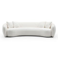 102'' 5 Seater Boucle Sofa Modern Sectional Half Moon Leisure Couch Curved Sofa Teddy Fleece Velet White White Boucle 5 Seat