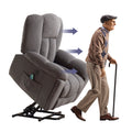 Power Lift Recliner Chair Recliners For Elderly With Heat And Massage Recliner Chair For Living Room With Infinite Position And Side Pocket,Usb Charge Port Grey Grey Soft Heavy Duty Cotton Wood