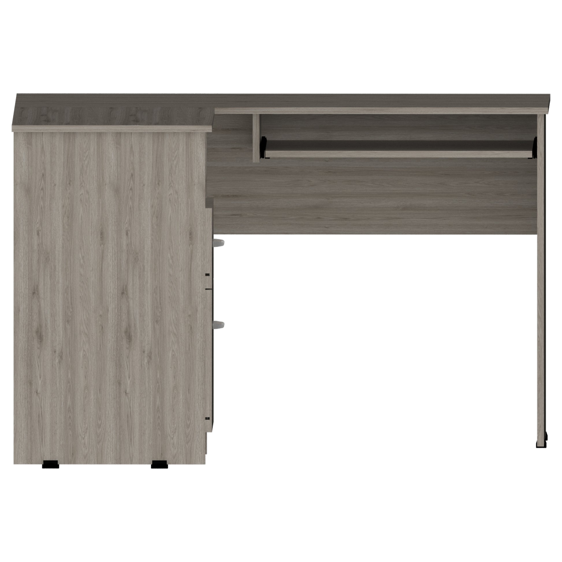 Raleigh L Shaped Desk, Two Drawers, One Shelf, Cpu Storage Light Gray Gray Computer Desk Office American Design Freestanding Pine Drawers Rectangular Pine Engineered Wood