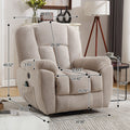 Power Lift Recliner Chair Recliners For Elderly With Heat And Massage Recliner Chair For Living Room With Infinite Position And Side Pocket,Usb Charge Port Beige Beige Soft Heavy Duty Cotton Wood