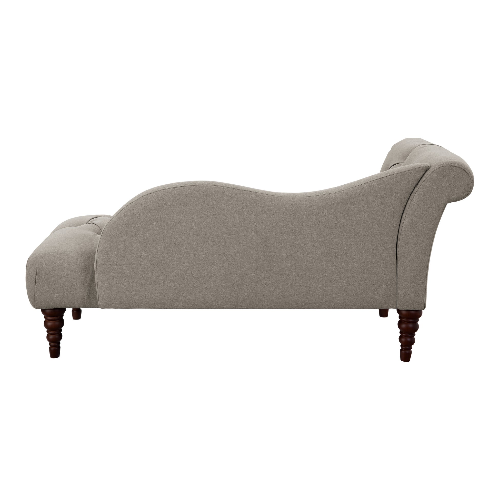 1Pc Modern Traditional Chaise Button Tufted Detail Brown Upholstery Style Comfort Living Room Furniture Espresso Finish Legs Brown Primary Living Space Modern,Traditional Solid Wood