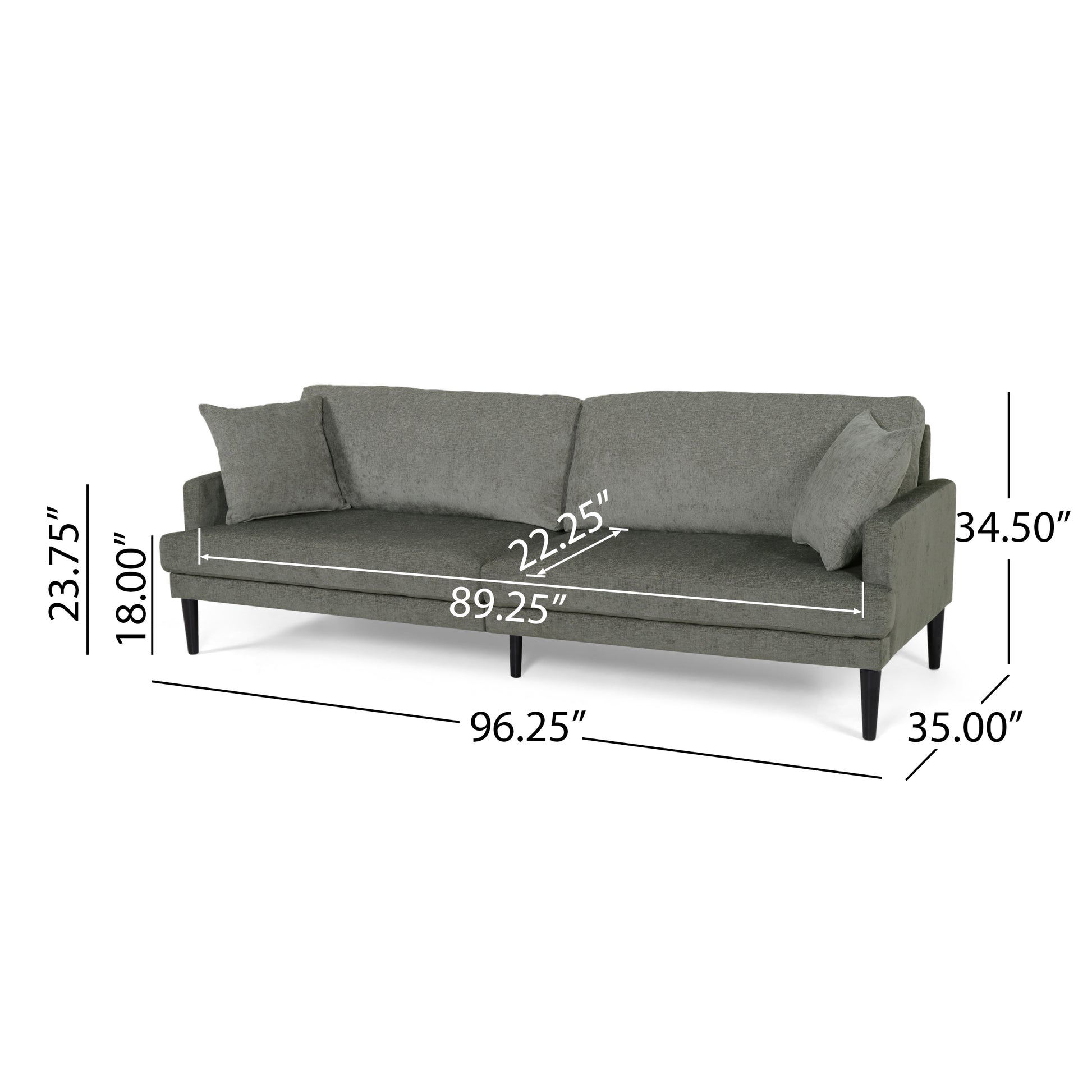 3 Seater Sofa Grey Fabric