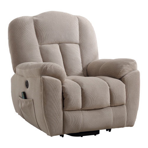 Power Lift Recliner Chair Recliners For Elderly With Heat And Massage Recliner Chair For Living Room With Infinite Position And Side Pocket,Usb Charge Port Beige Beige Soft Heavy Duty Cotton Wood