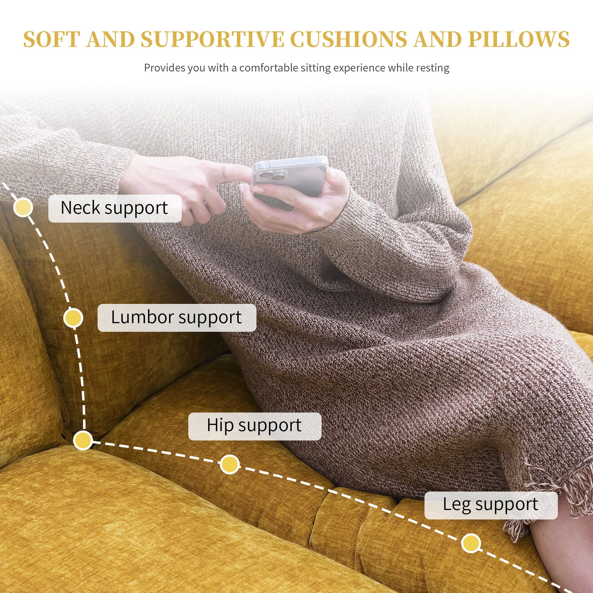 118*55" Modern L Shaped Chenille Cloud Sofa With Double Seat Cushions,5 Seat Upholstered Indoor Furniture,Sleeper Sofa Couch With Chaise Lounge For Living Room,Apartment,3 Colors Ginger Chenille 4 Seat