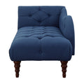 1Pc Modern Traditional Chaise Button Tufted Detail Blue Upholstery Style Comfort Living Room Furniture Espresso Finish Legs Blue Primary Living Space Modern,Traditional Solid Wood