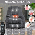 Emon'S Large Power Lift Recliner Chair With Massage And Heat For Elderly, Overstuffed Wide Recliners, Heavy Duty Motion Mechanism With Usb And Type C Ports, 2 Steel Cup Holders, Gray White Metal