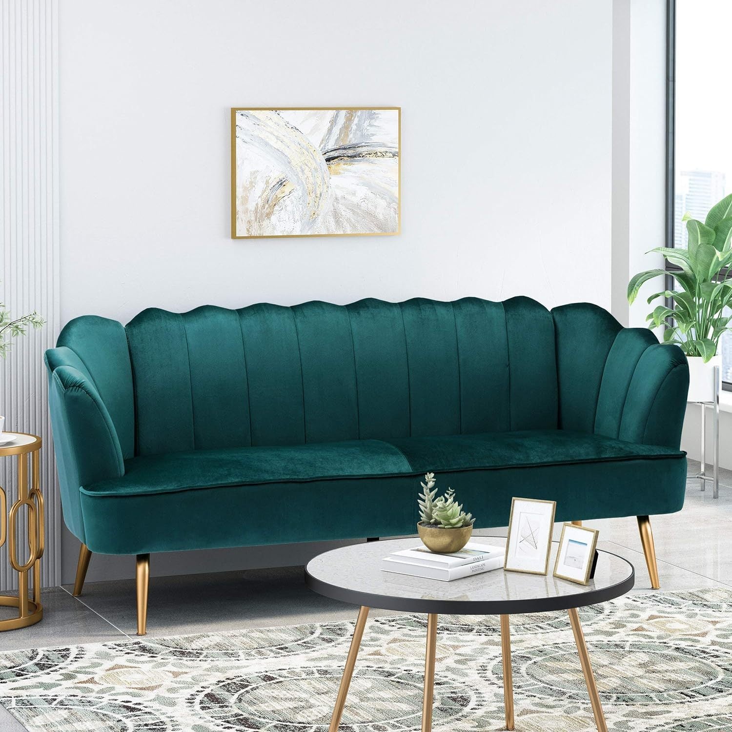 3 Seater Sofa Teal Velvet