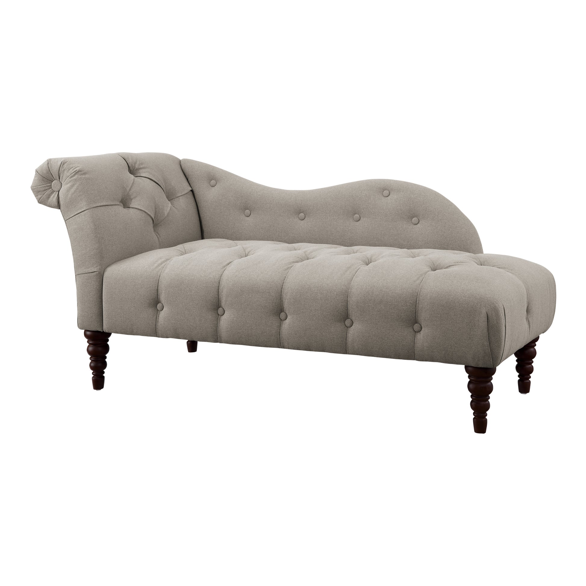 1Pc Modern Traditional Chaise Button Tufted Detail Brown Upholstery Style Comfort Living Room Furniture Espresso Finish Legs Brown Primary Living Space Modern,Traditional Solid Wood