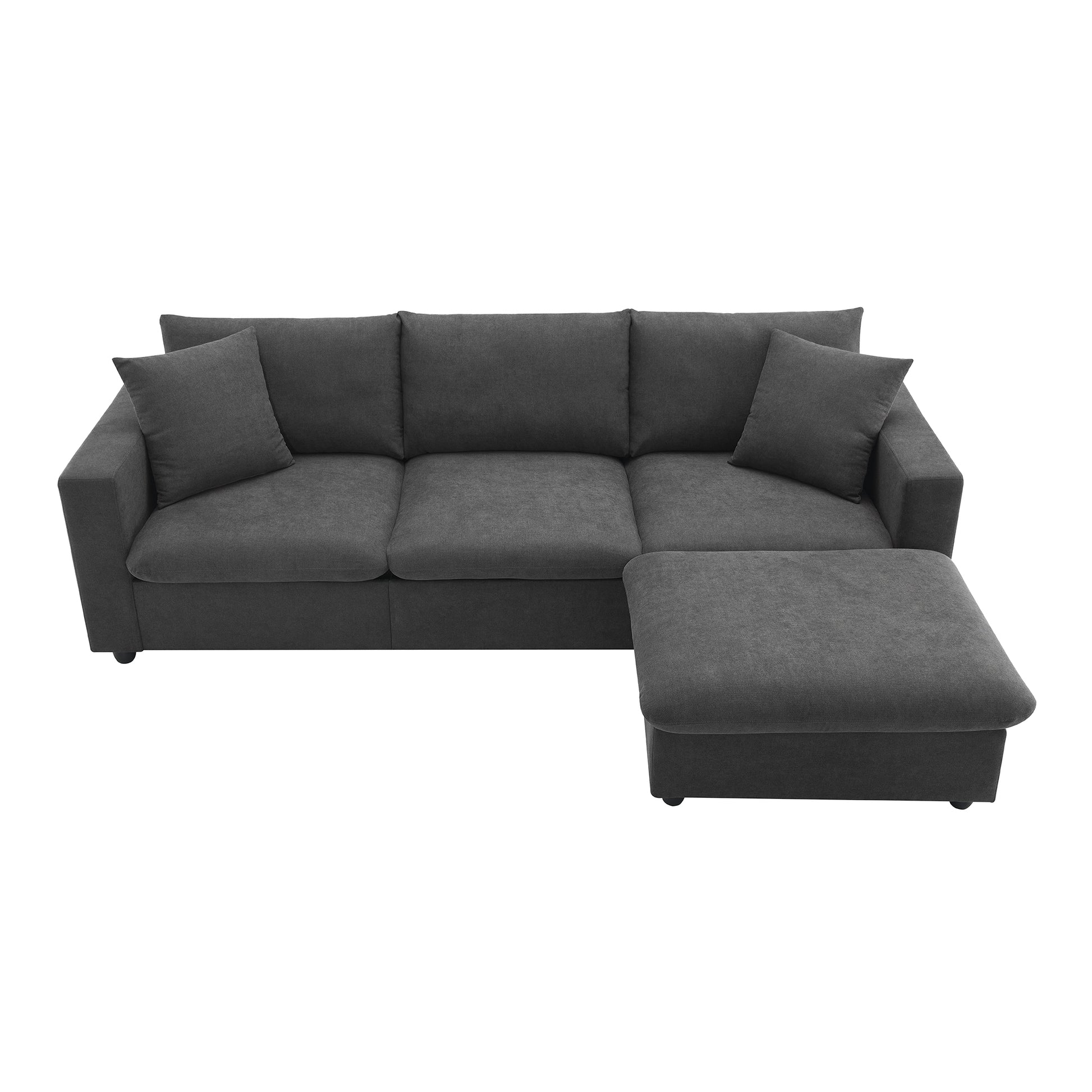 100.4*64.6" Modern Sectional Sofa,L Shaped Couch Set With 2 Free Pillows,4 Seat Polyester Fabric Couch Set With Convertible Ottoman For Living Room, Apartment, Office,4 Colors Dawn Grey Polyester 3