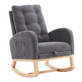 Accent Rocking Chair With Footrest High Back Rubber Wood Rocking Legs Bedroom Living Space 26.77D X 38.36W X 39.76H Inch Gray Primary Living Space Casual Accent Chairs Rubberwood Foam Foam Spring