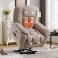 Power Lift Recliner Chair Recliners For Elderly With Heat And Massage Recliner Chair For Living Room With Infinite Position And Side Pocket,Usb Charge Port Beige Beige Soft Heavy Duty Cotton Wood