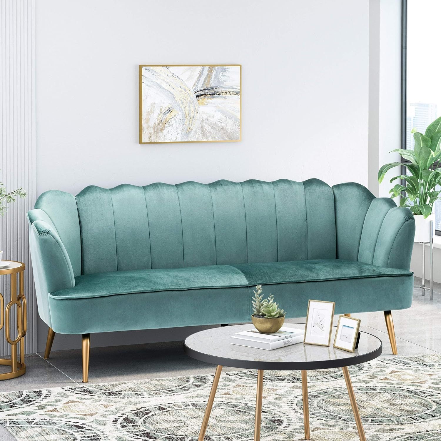 3 Seater Sofa Turquoise Velvet