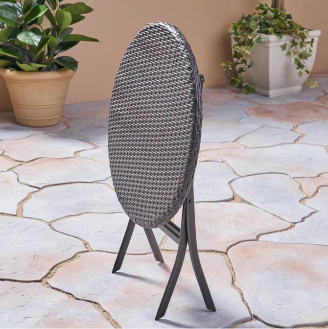 Hayden Bistro Set Brown Multi Pe Rattan Iron Waterproof Fabric