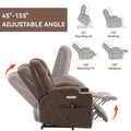 Emon'S Large Power Lift Recliner Chair With Massage And Heat For Elderly, Overstuffed Wide Recliners, Heavy Duty Motion Mechanism With Usb And Type C Ports, 2 Steel Cup Holders, Brown White Metal
