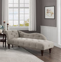 1Pc Modern Traditional Chaise Button Tufted Detail Brown Upholstery Style Comfort Living Room Furniture Espresso Finish Legs Brown Primary Living Space Modern,Traditional Solid Wood