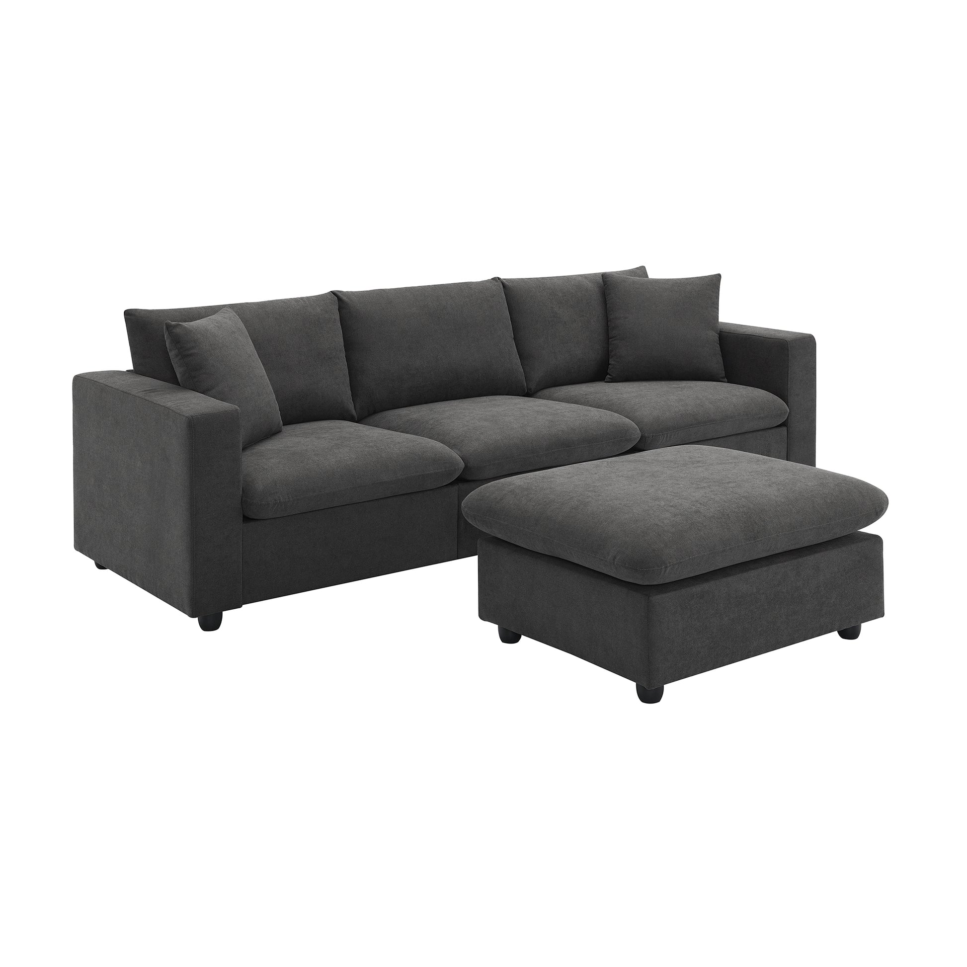 100.4*64.6" Modern Sectional Sofa,L Shaped Couch Set With 2 Free Pillows,4 Seat Polyester Fabric Couch Set With Convertible Ottoman For Living Room, Apartment, Office,4 Colors Dawn Grey Polyester 3