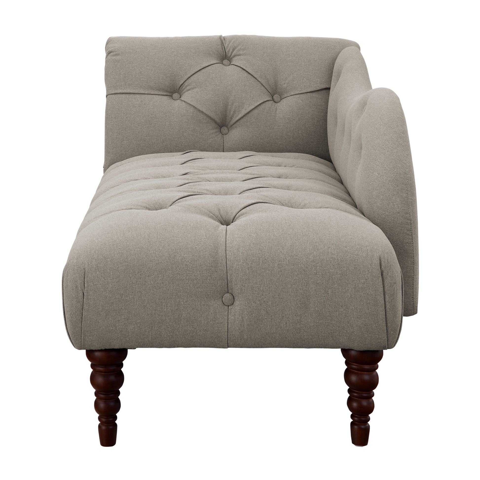 1Pc Modern Traditional Chaise Button Tufted Detail Brown Upholstery Style Comfort Living Room Furniture Espresso Finish Legs Brown Primary Living Space Modern,Traditional Solid Wood