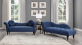 1Pc Modern Traditional Chaise Button Tufted Detail Blue Upholstery Style Comfort Living Room Furniture Espresso Finish Legs Blue Primary Living Space Modern,Traditional Solid Wood