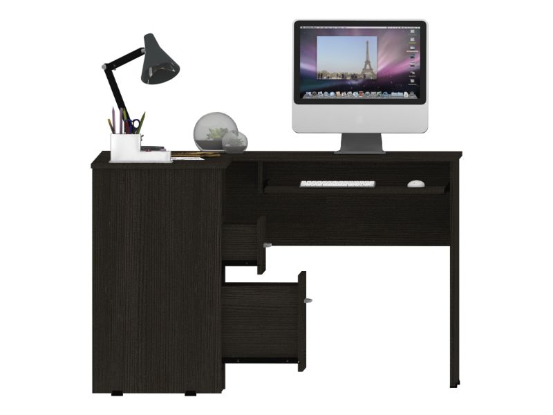 Raleigh L Shaped Desk, Two Drawers, One Shelf, Cpu Storage Black Office American Design Pine Pine Engineered Wood