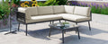 Modern Outdoor 3 Piece Pe Rattan Sofa Set All Weather Patio Metal Sectional Furniture Set With Cushions And Glass Table For Backyard, Poolside, Garden,Black,L Shaped Yes Sectional Black Seats 4 Weather Resistant Frame Water Resistant Cushion Garden &