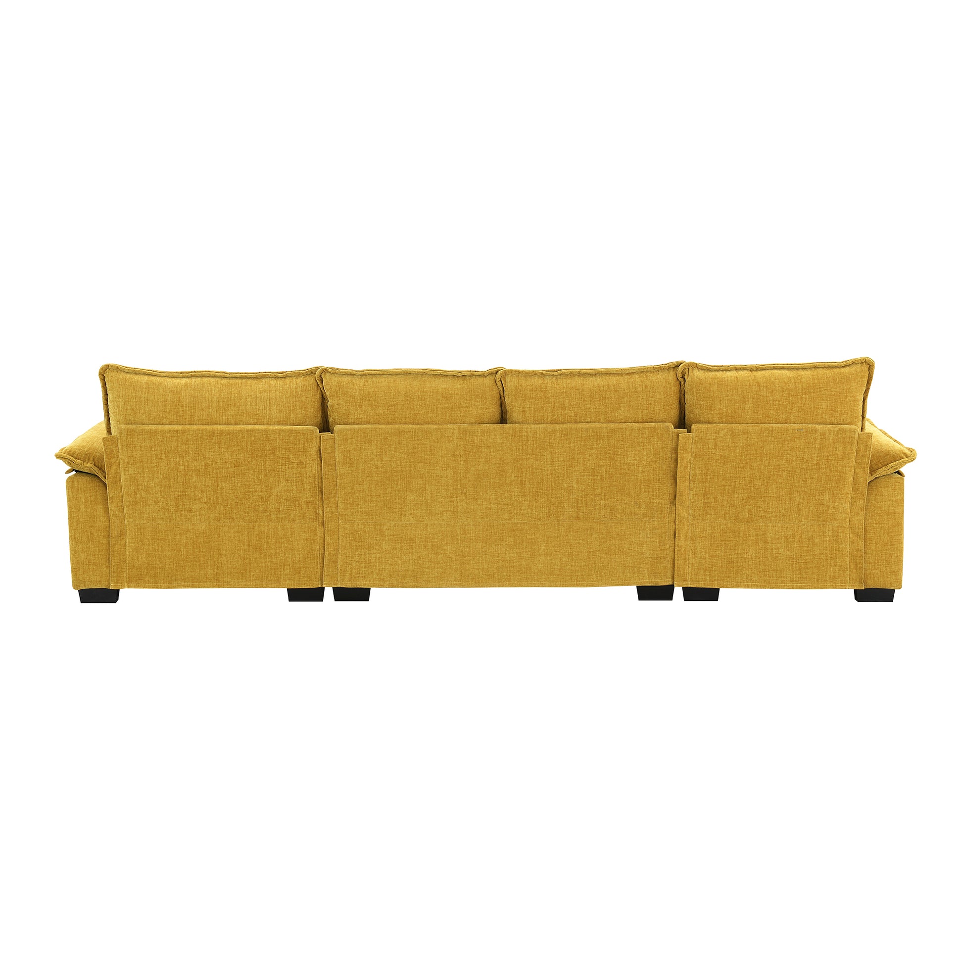 118*55" Modern L Shaped Chenille Cloud Sofa With Double Seat Cushions,5 Seat Upholstered Indoor Furniture,Sleeper Sofa Couch With Chaise Lounge For Living Room,Apartment,3 Colors Ginger Chenille 4 Seat