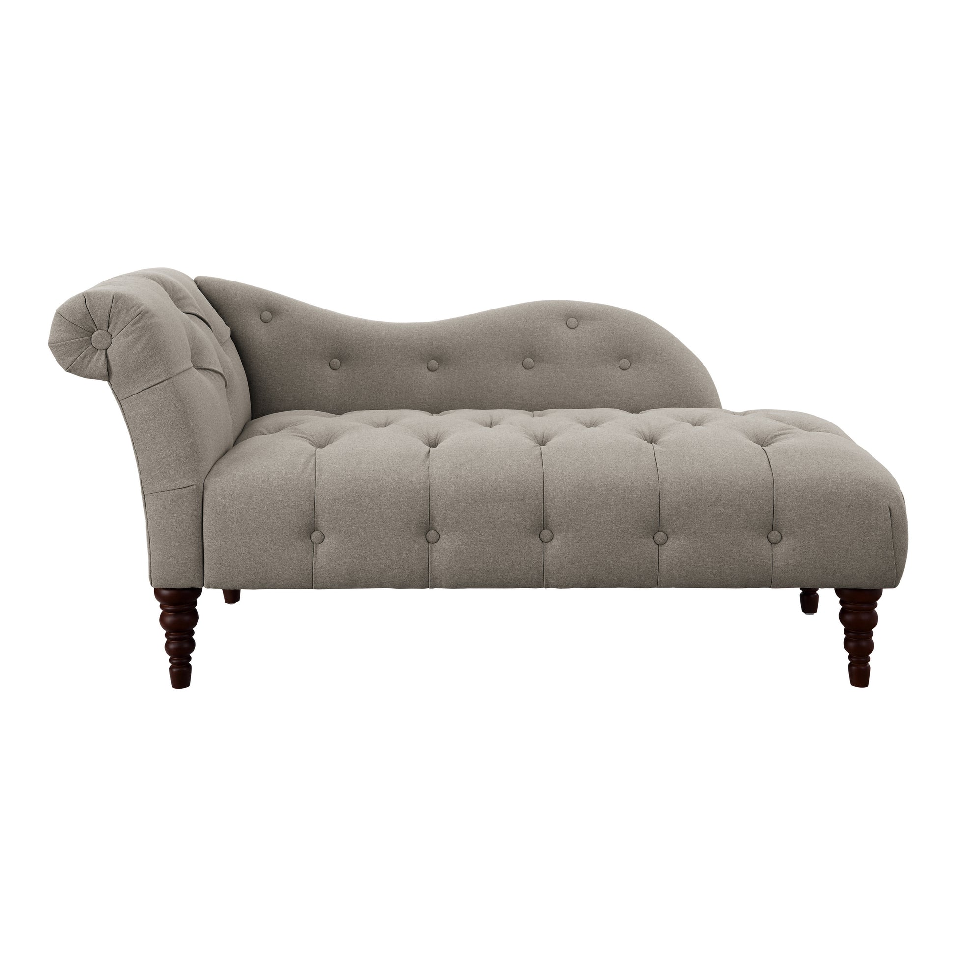 1Pc Modern Traditional Chaise Button Tufted Detail Brown Upholstery Style Comfort Living Room Furniture Espresso Finish Legs Brown Primary Living Space Modern,Traditional Solid Wood