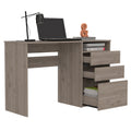 Louisiana Writing Computer Desk, Three Drawers Light Gray Computer Desk Office American Design Freestanding Drawers Computer Tables Rectangular Pine Engineered Wood