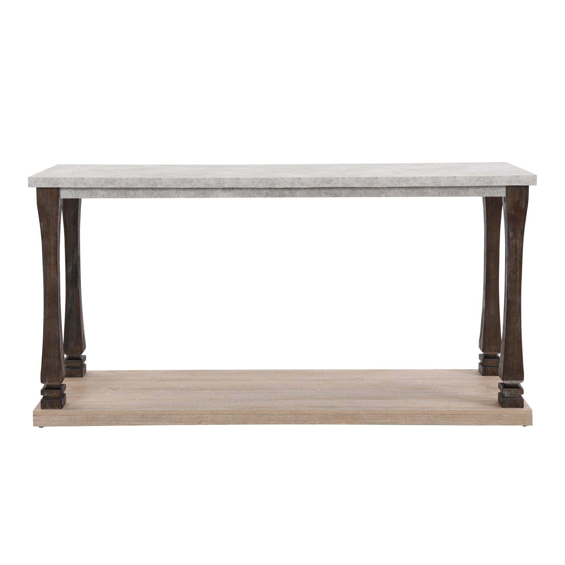 48 Inch Long Rectangle Mid Century Console Table For Entryway, Wood Sofa Table With 2 Tier Storage Shelf, Grey Tabletop Light Grey Natural Primary Living Space American Traditional,Antique Rectangular Console Tables Rectangular Solid Wood Mdf