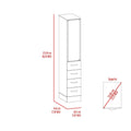 Preston Linen Cabinet, Three Shelves, Four Drawers 4 White 1 3 Up To 17 In 60 In & Above Conceled Hinges Bathroom Freestanding Modern 15 20 Inches Pine Engineered Wood