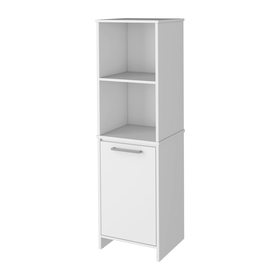 Danforth Pantry Cabinet, Single Door Cabinet, Four Shelves White White Kitchen Modern Pine Engineered Wood