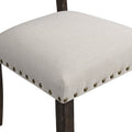 Modern Tufted Back Upholstered Fabric Dining Chair Set Of 2, Trim Chairs, Beige Colour Beige Brown Espresso Dining Room Foam Wipe Clean American Traditional Dining Chairs Tufted Back Set Of 2 Foam Wood Fabric