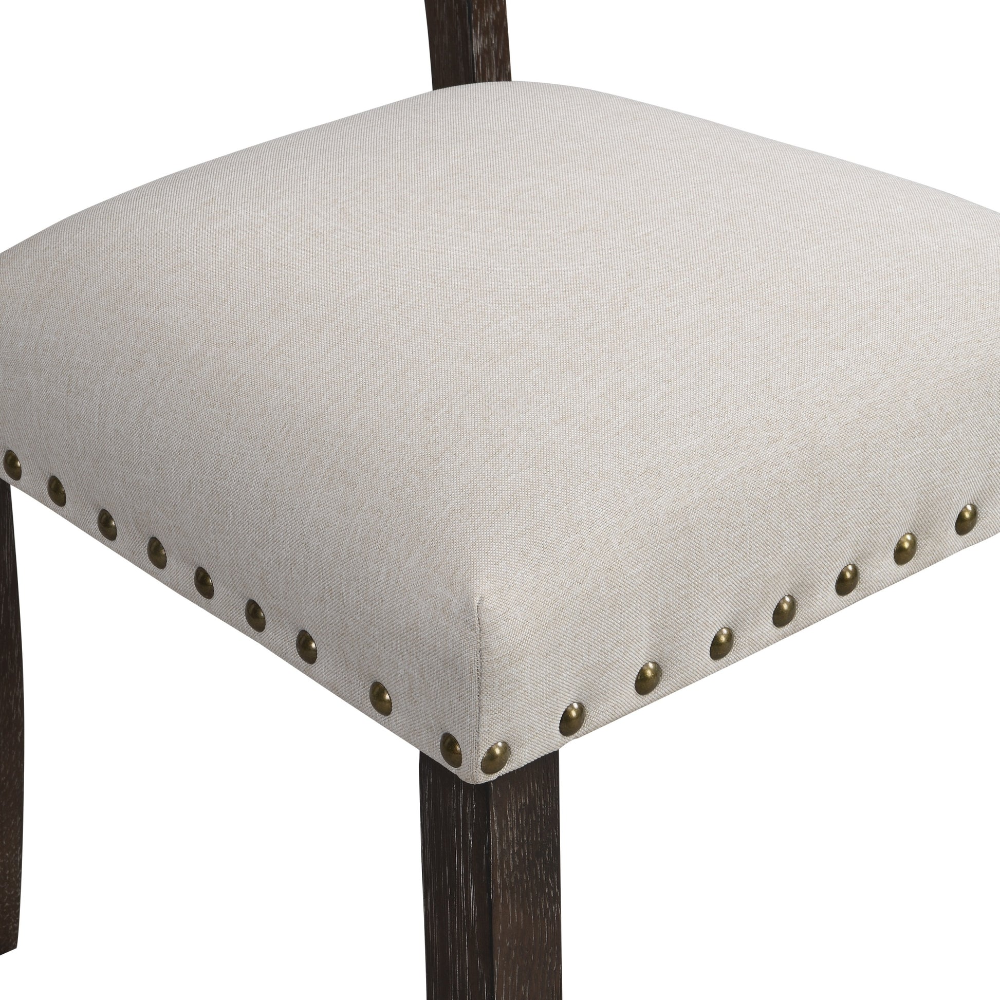 Modern Tufted Back Upholstered Fabric Dining Chair Set Of 2, Trim Chairs, Beige Colour Beige Brown Espresso Dining Room Foam Wipe Clean American Traditional Dining Chairs Tufted Back Set Of 2 Foam Wood Fabric