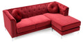 Pompano G789B Sc Sofa Chaise 3 Boxes Burgundy Burgundy Velvet Wood Primary Living Space Medium Firm Tufted Back Mid Century Modern L Shaped Foam Velvet 4 Seat