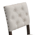 Modern Tufted Back Upholstered Fabric Dining Chair Set Of 2, Trim Chairs, Beige Colour Beige Brown Espresso Dining Room Foam Wipe Clean American Traditional Dining Chairs Tufted Back Set Of 2 Foam Wood Fabric