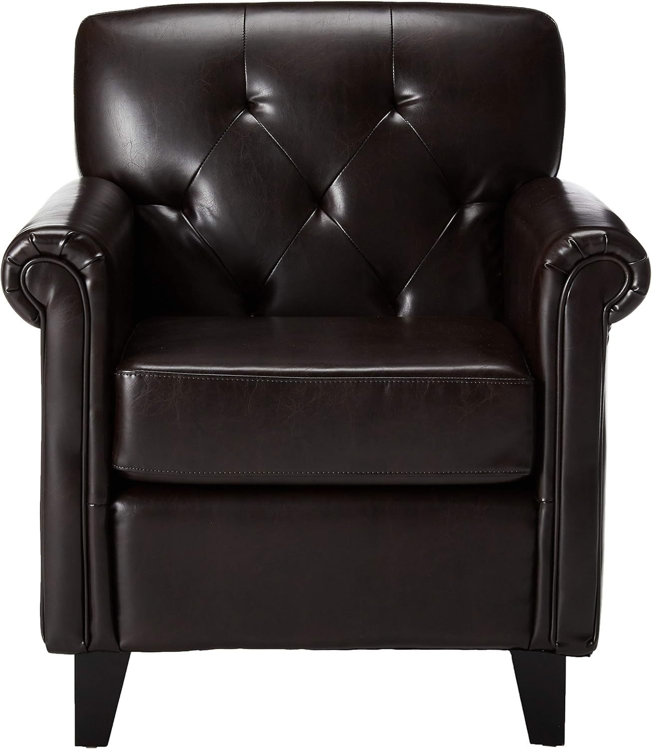 Veronica Kd Tufted Club Chair Brown Pu