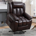 Lift Recliner Chair, Electric Power Recliner Chair For Elderly, Red Brown Red Brown Faux Leather Power Remote Wood Primary Living Space Soft American Traditional Metal & Wood