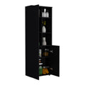 Konik 67 Inch High Storage Cabinet Kitchen Pantry With Three Doors And Three Exterior Shelves Black Kitchen Modern Mdf Shelves Included Engineered Wood